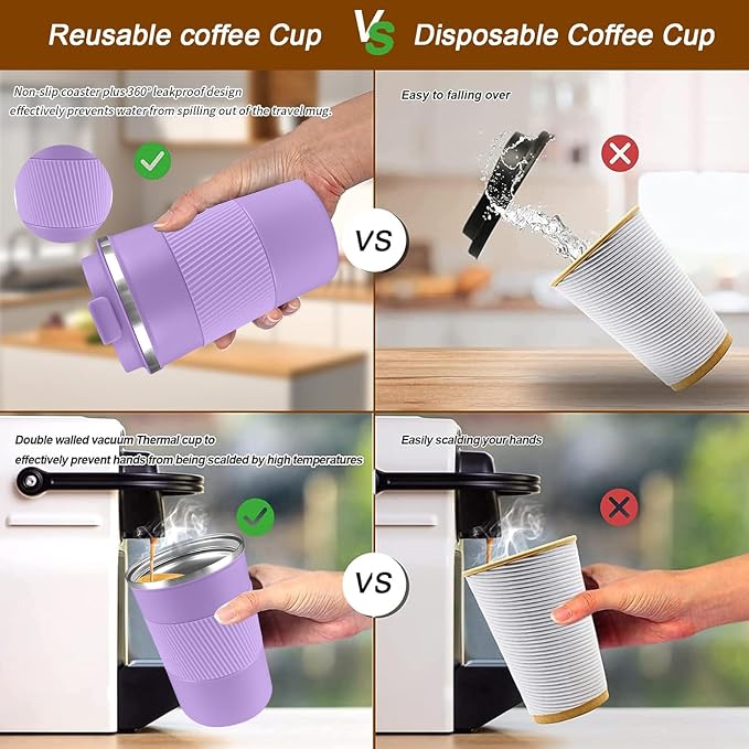 YINBAOGE Insulated Travel Coffee Mug, Spill & Leak Proof, Portable To Go - Image 4