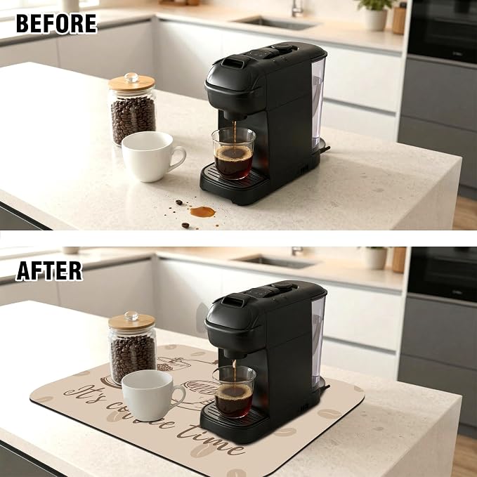 It's Coffee Time Coffee Mat 12" x 19", Non-Slip Absorbent Quick-Dry Mat - Image 3