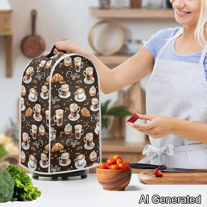 Bread & Coffee Pattern Kitchen Blender Cover Machine Washable Food Processor - Image 3