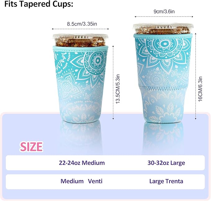 Patelai 4 Pieces Reusable Iced Coffee Sleeve Cup Insulator - Image 3