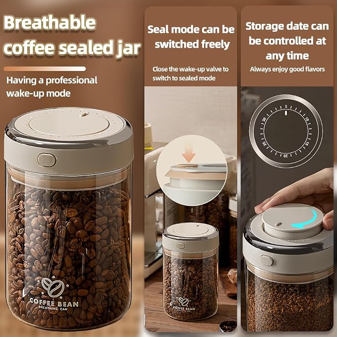 Coffee Bean Canister, 37OZ Food Grade Sealed Jar - Image 3