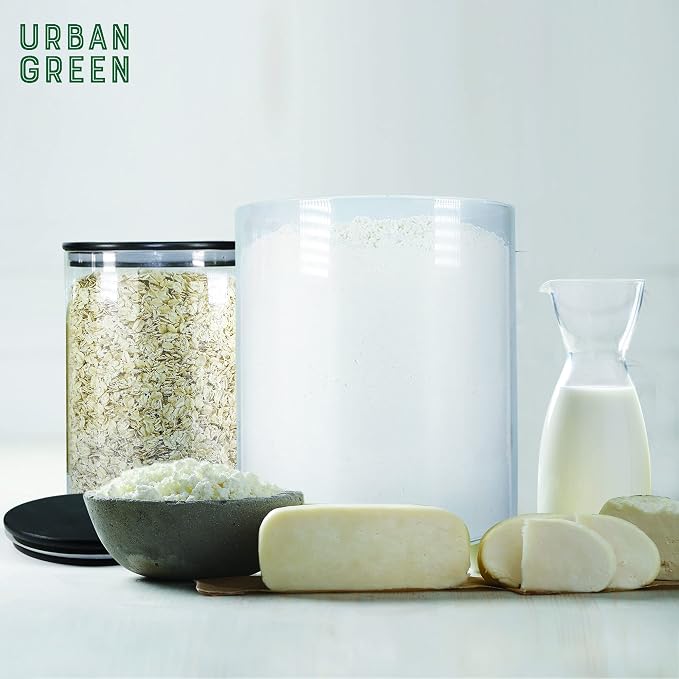 Urban Green Glass Jars with Black Lids, Glass Food Storage Canister with black - Image 5