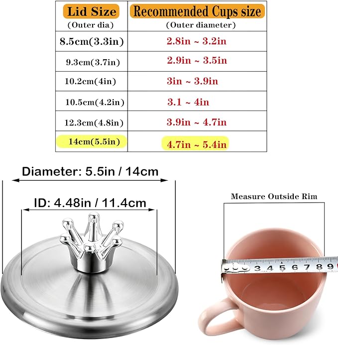 5.5 Inch Stainless Steel Bowl Cover to Keep Bugs Out, Universal Lid - Image 2