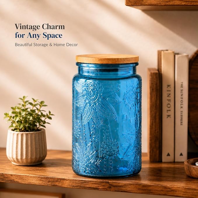 ANSQU 34oz Blue Glass Container, Candy Jar - Image 6