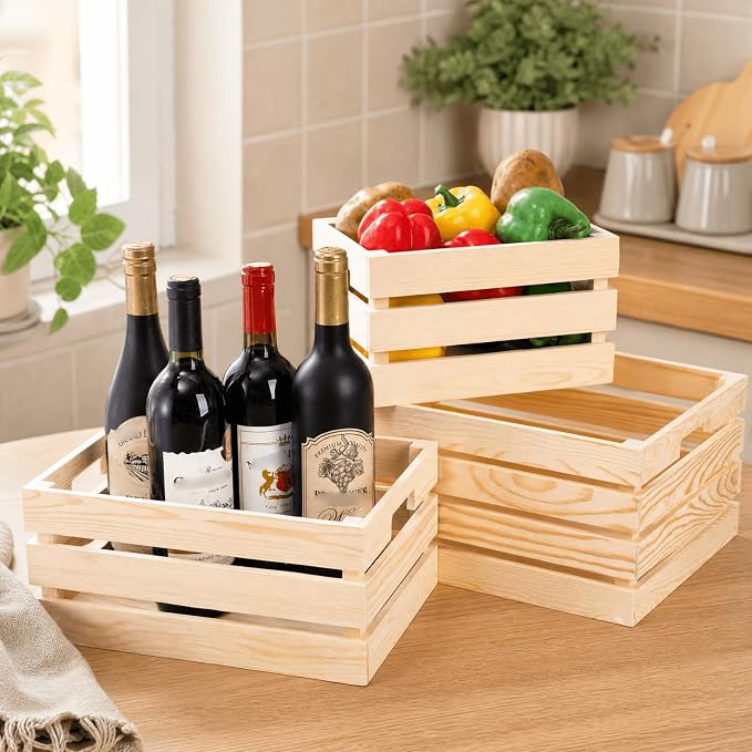 Youeon Set of 3 Small to Medium Rustic Wooden Nesting Crates - Image 9