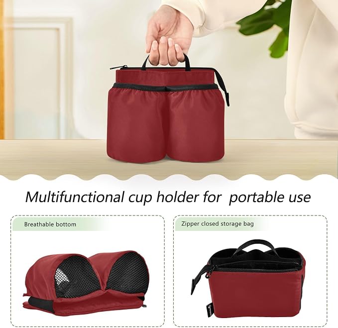 DOMIKING Wine Red Travel Luggage Cup Holder - Image 3