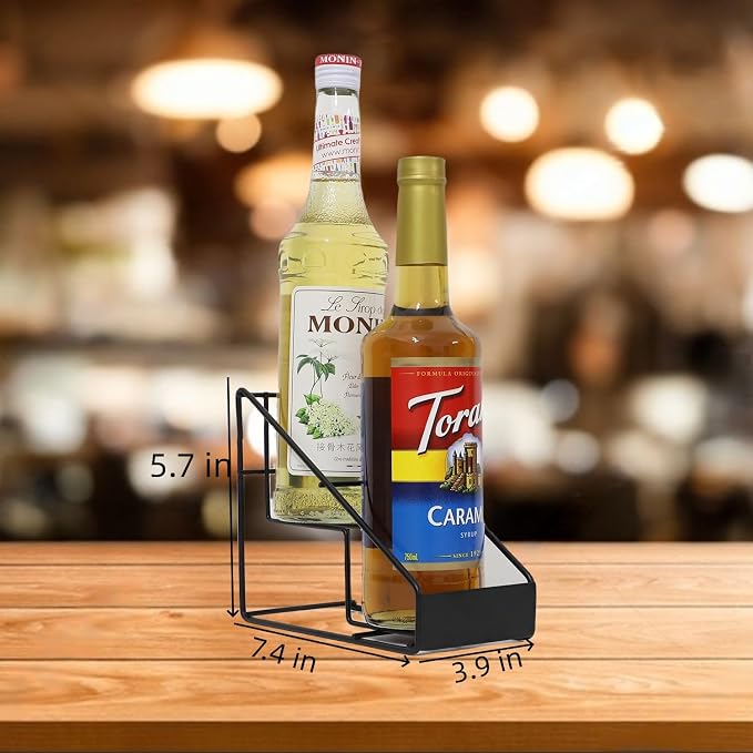 Coffee Syrup Rack for 2 Bottles, Tiered Coffee Syrup Organizer & Holder - Image 2