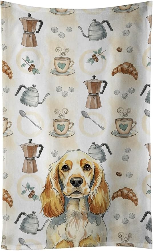 Caroline's Treasures Lemon Roan English Cocker Spaniel Coffee Bar Kitchen Towel by CarolinesTreasures