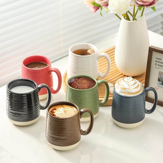 Hasense Porcelain Coffee Mugs Set of 6, 15 Ounce Large Ceramic Coffee Cups Set - Image 6