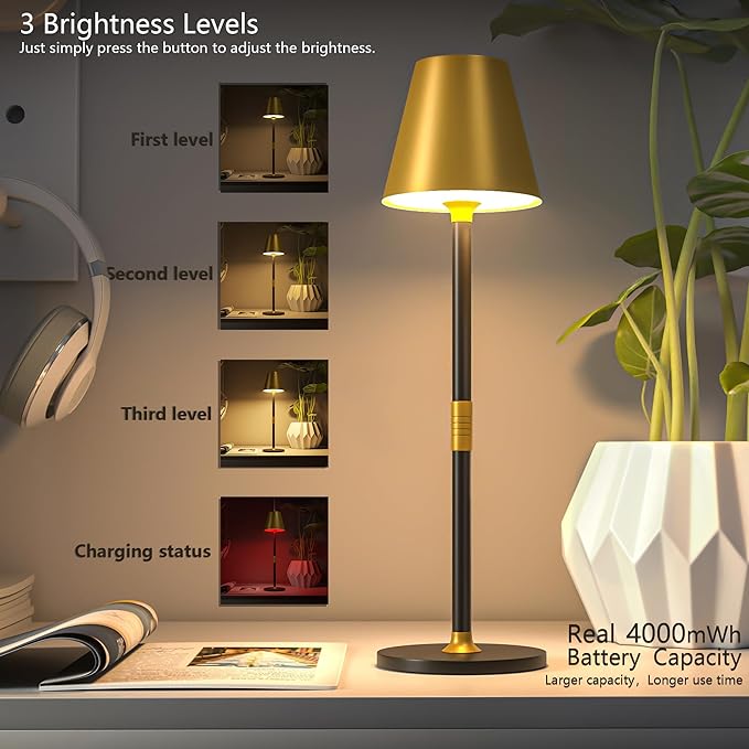 Timjorman 1-Pack Cordless Table Lamps - 5000mAh Rechargeable Battery Operated - Image 2