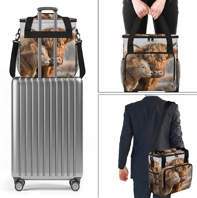 Farmhouse Highland Cow Coffee Maker Carring Bag, Large Insulated Storage - Image 7