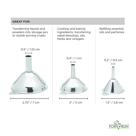 Fox Run Metal Kitchen Funnel Set, and 1.5" Stainless Steel Funnels - Image 3