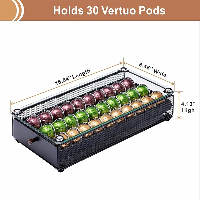 ZCDCP Nespresso Vertuo Pod Holder Coffee Capsule Drawer Black 30 Pods - Image 2
