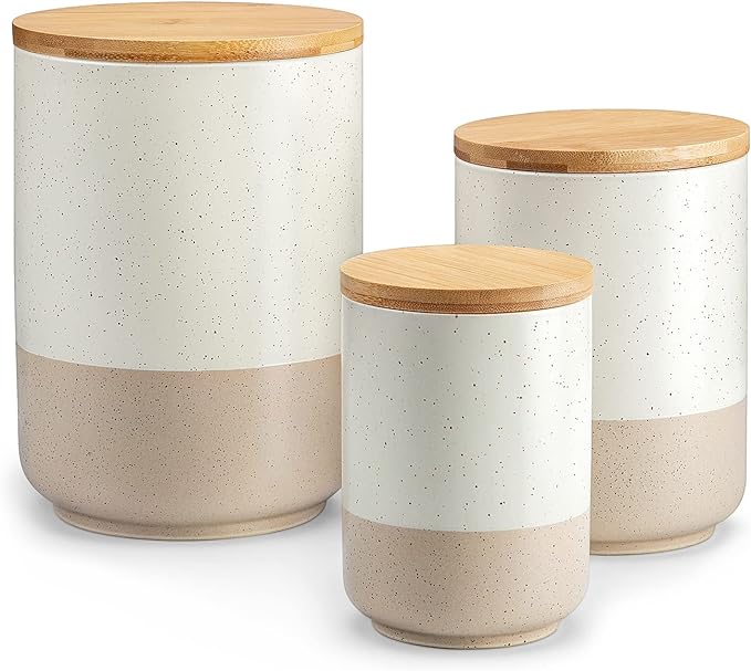vancasso Sabine Kitchen Canister Set of 3, Ceramic Food Storage Containers by vancasso