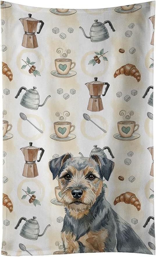 Caroline's Treasures Blue and Tan Border Terrier Coffee Bar Kitchen Towel by CarolinesTreasures