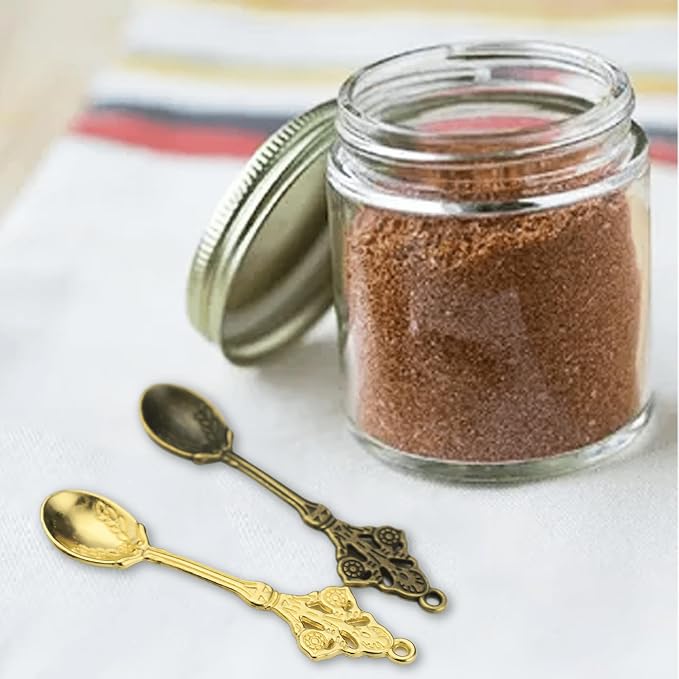 12 Pack Mini Spoons Charms 2.4" Metal Small Medicine Spoons - Image 7