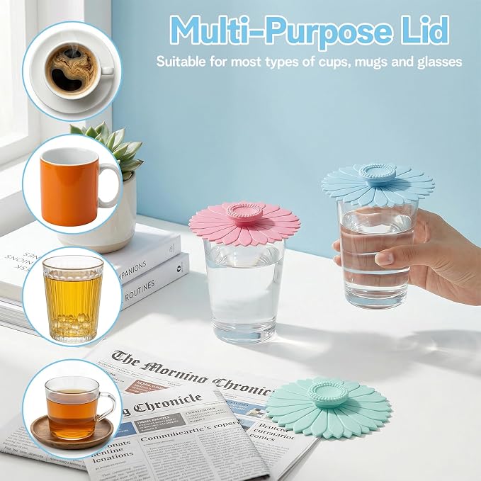3 Pcs Silicone Cup Covers Reusable Drink Cover, Flexible Mug Lids - Image 4
