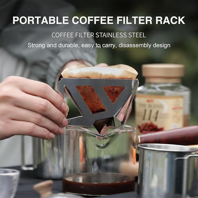 SagaSave Folding Coffee Drip Stainless Steel Reusable Holder Cone Coffee Filter - Image 7