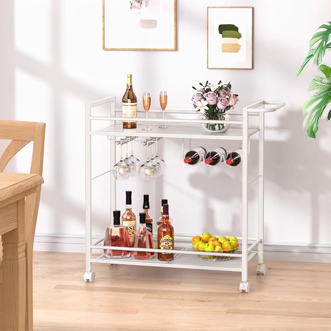Joaxswe Bar Cart, Home Bar Serving Cart - Image 4