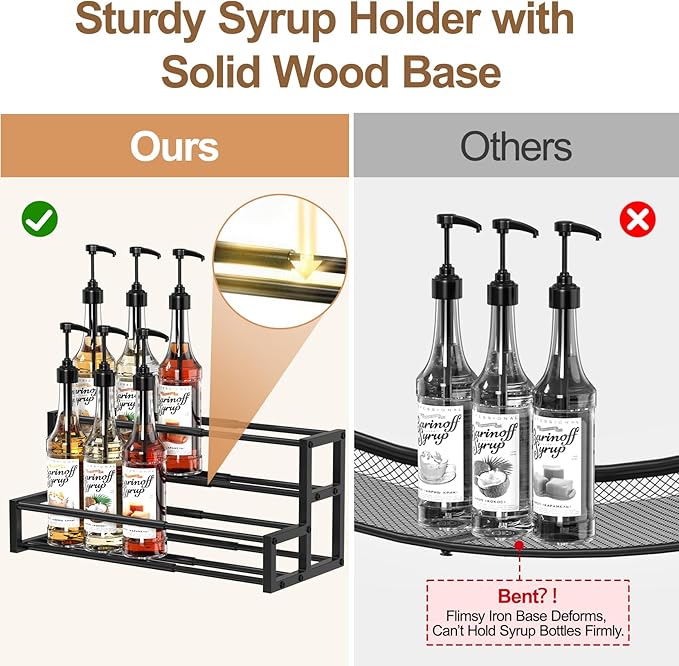 Expandable Coffee Syrup Organizer, Heavy Duty Syrup Rack Enlarged 6-12 Bottles - Image 2