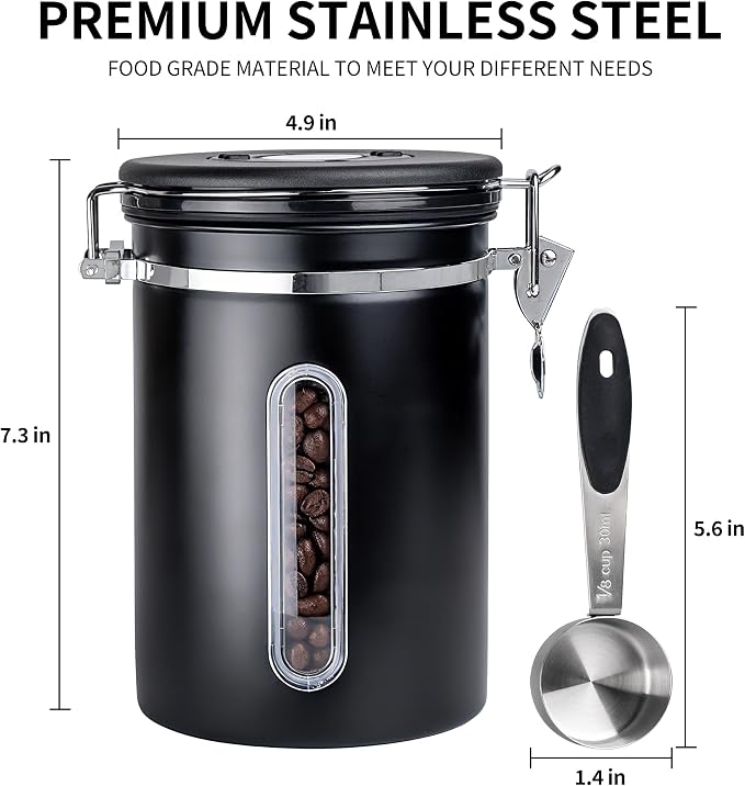22oz Black Airtight Coffee Canister - Image 5