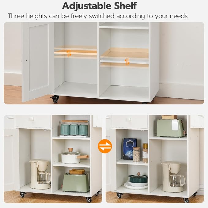 HOOBRO Kitchen Island, Storage Cabinet - Image 4