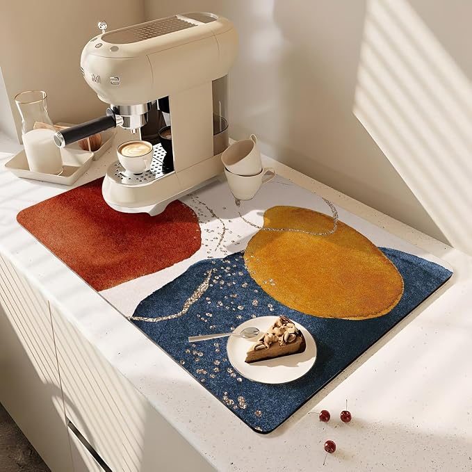 Coffee Bar Mat Rubber Dish Drying Mat by PtRug