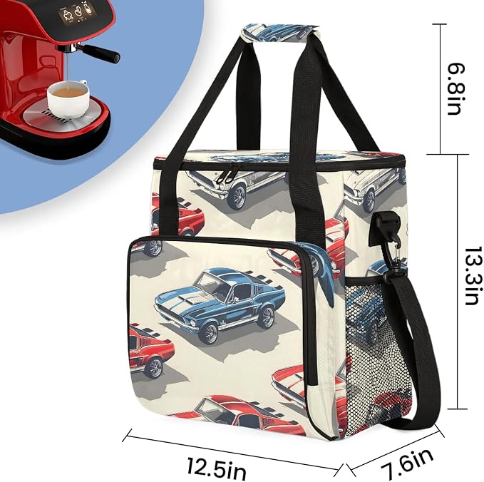 American Racing Car Coffee Maker Carring Bag, Large Insulated Storage Organizer - Image 2
