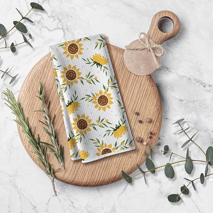 Sunny Kitchen Towels for Mom-Sunflower Absorbent Microfiber Dish Towel - Image 6