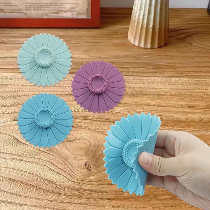 Hitefu Set of 3 Sunflower Silicone Cup Covers, Flexible Mug Covers - Image 4