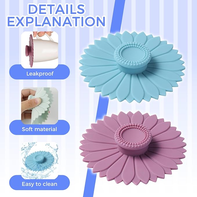 6 Pcs Universal Silicone Cup Covers, Leak-Proof Reusable Mug Lids - Image 6
