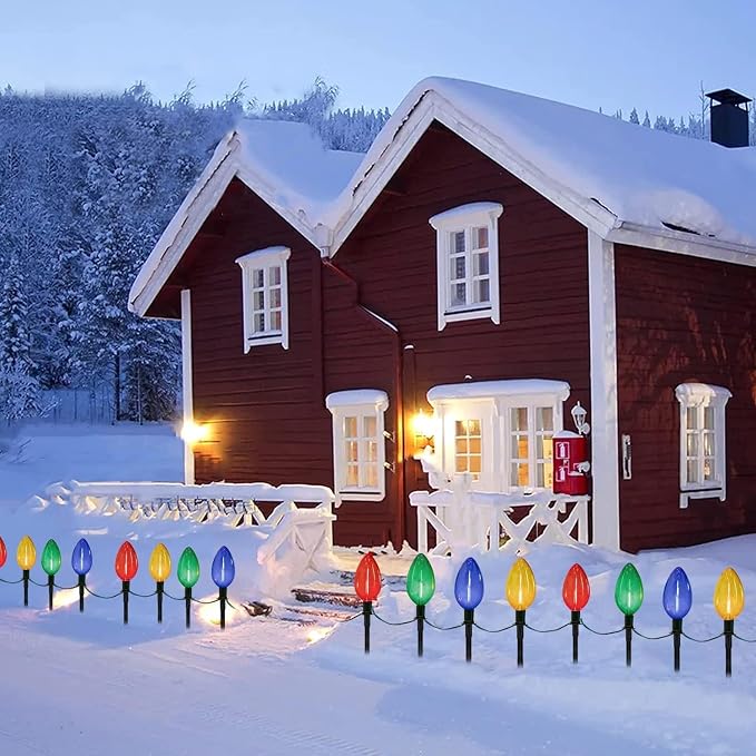 C9 Christmas Multicolor Pathway Lights, 7Ft Outdoor Christmas Pathway Markers - Image 6