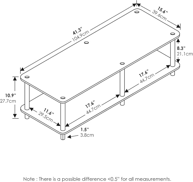 Furinno JUST TV Stand, 2-Tier Wide Entertainment Center - Image 3