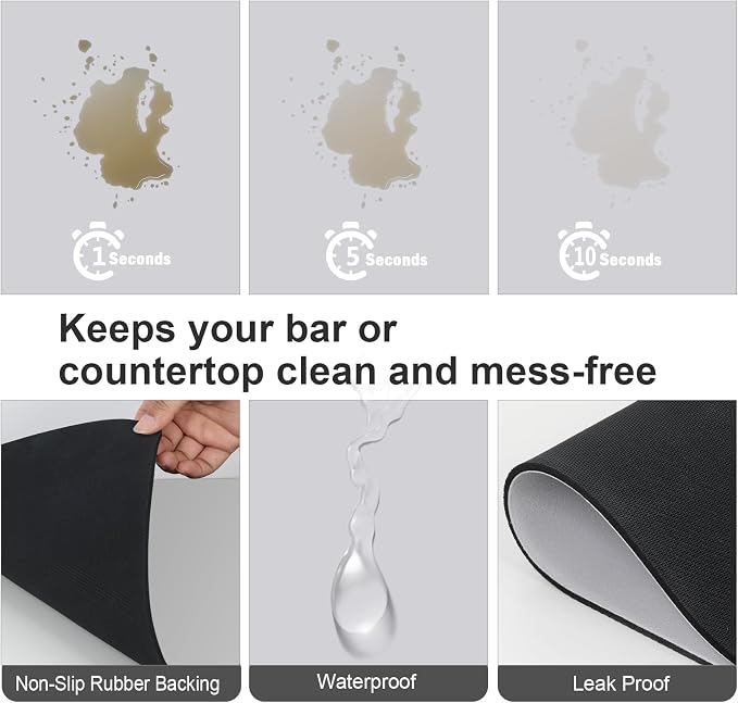 ZLR Large Coffee Bar Mat for Coffee Station, Light Gray | Oversized Counter - Image 3