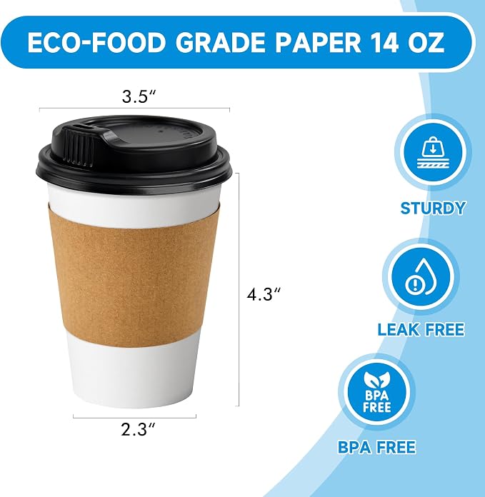 RACETOP 12 oz 500 Pack Disposable Paper Coffee Cups - Image 2