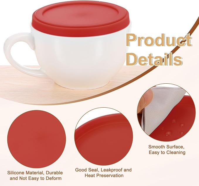 uxcell 2Pcs Silicone Cup Lids, 3.9 Inch Mug Cover Reusable Silicone Cup Covers - Image 3