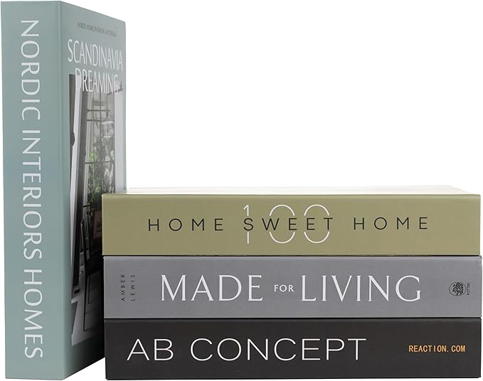 PROBENEX 4 Pcs Decorative Books | Faux Olive Coffee Table & Shelf Decor | by PROBENEX-Elevateyourhomedecor