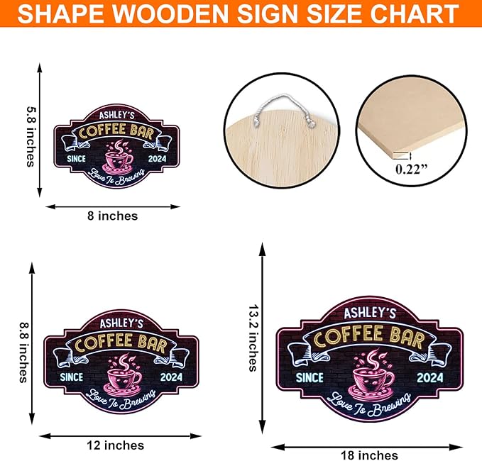THUYPT Personalized Coffee Sign, Coffee Wooden Sign Plaque Wall Hanging Coffee - Image 2