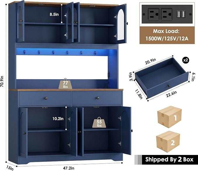 HIFIT 71" LED Kitchen Pantry Cabinet - Image 3