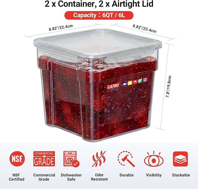 2 Pack 6 QT Airtight Food Storage Containers - Image 2