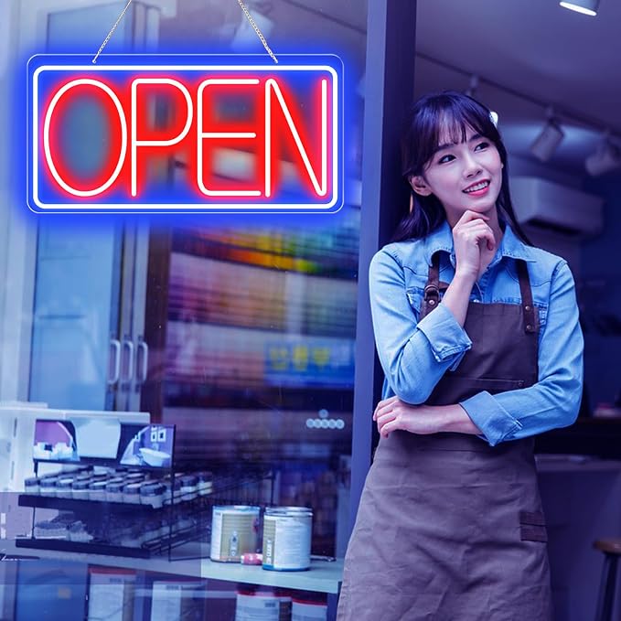 22" X 11" Led Neon Open Signs for Business 12V/2A Ultra Bright Led Neon Open - Image 2