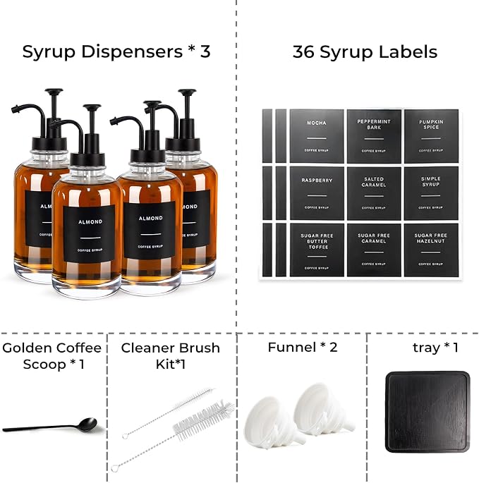 Coffee Syrup Dispenser for Coffee Bar, 16.9 oz 500ml Syrup Pump Dispenser - Image 5