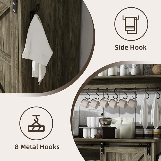 4ever2buy Farmhouse Coffee Bar Cabinet - Image 5