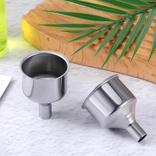 2 Pcs Stainless Steel Flasks Funnels 3/8" Small Kitchen Funnel Set Spout - Image 3
