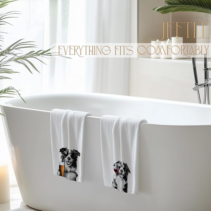 Funny Border Collie Kitchen Towels Set of 2, Funny Kitchen Decor, Wine Bar Decor - Image 5