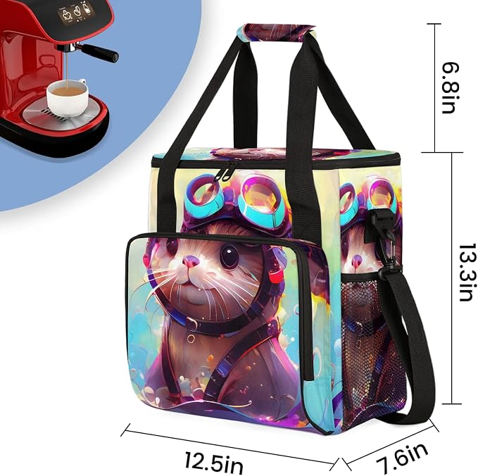 Cartoon Otter Coffee Maker Carring Bag, Large Insulated Storage Organizer Case - Image 2