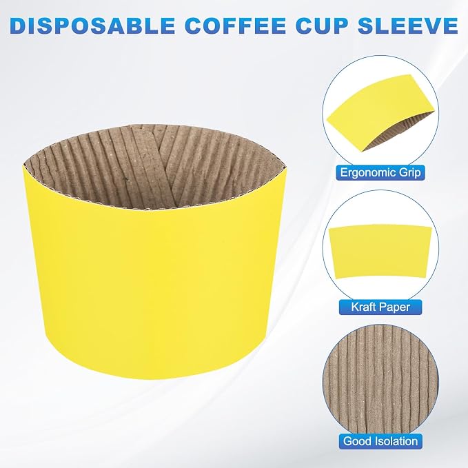 uxcell 100pcs Disposable Coffee Cup Sleeves, Cardboard Cup Sleeves - Image 3