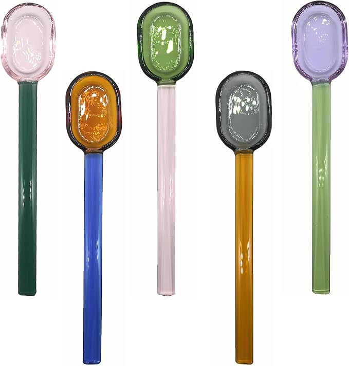 5 Pieces Coffee Spoons, Glass Coffee Stirring Spoon, Espresso Stirring Spoon by TMXAOK