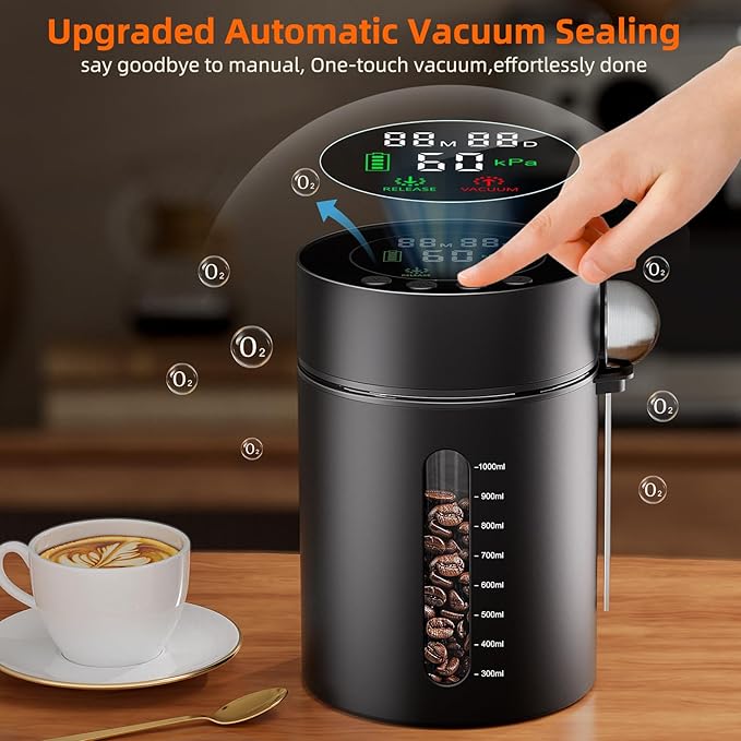Automatic Vacuum Coffee Canister, 1.3L Coffee Container - Image 2