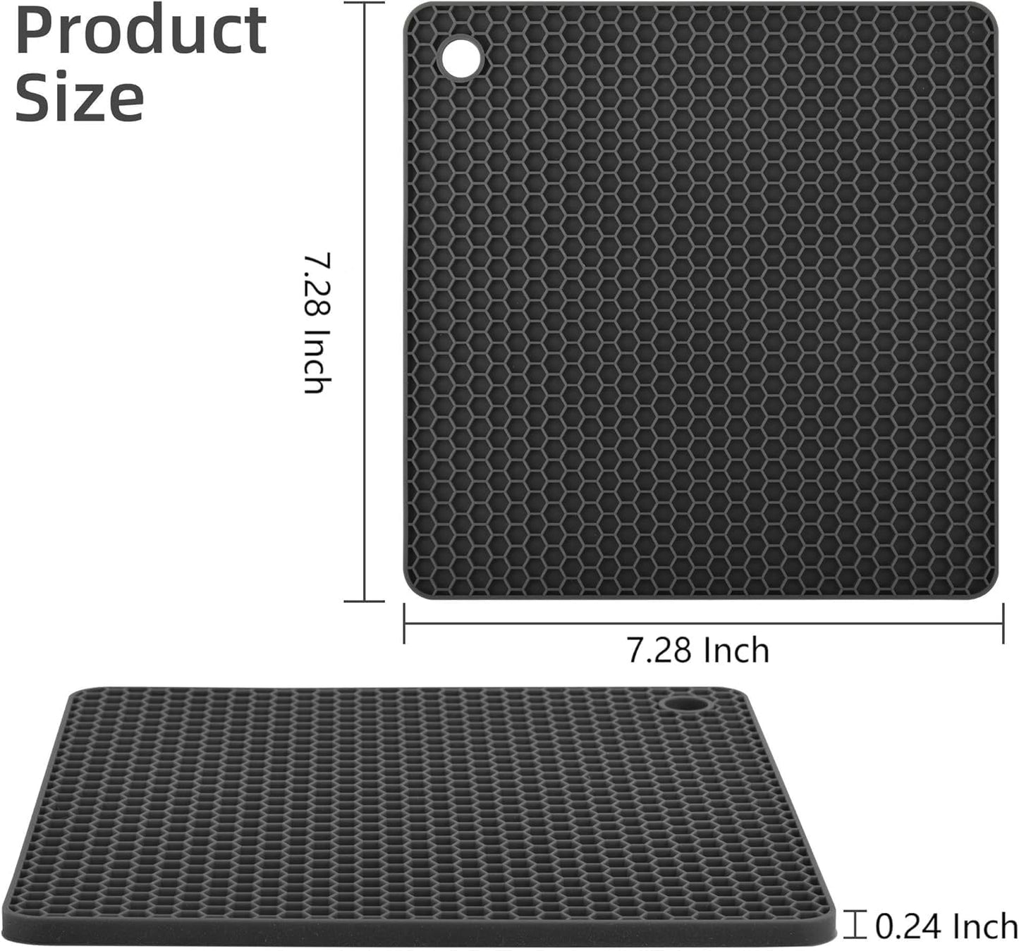 Silicone Trivets Mats, Silicone Hot Pads for Pot Holder, Square Trivets for Hot Dishes, Pots and Pans, Multi Purpose Hot Pads for Kitchen Counter, Non Slip Heat Resistant Mats Set 4 Melort Red